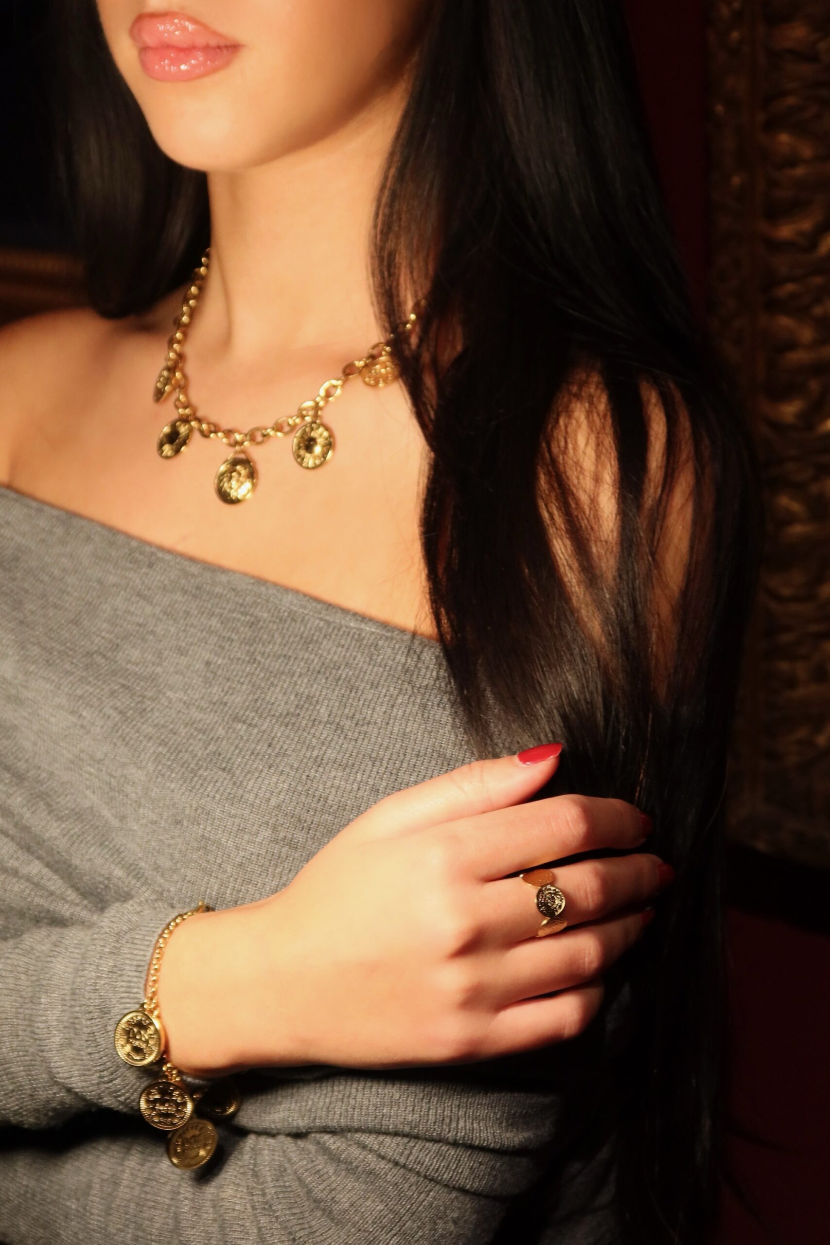 Collier Médailles Lion — Acier inoxydable doré – Image 2